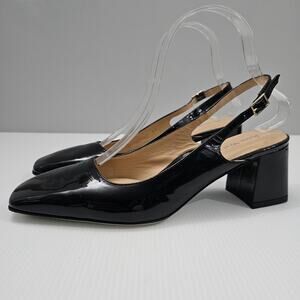 Ron White Lyla Slingback Pump Women EU 39 Black Patent Leather Weatherproof Heel